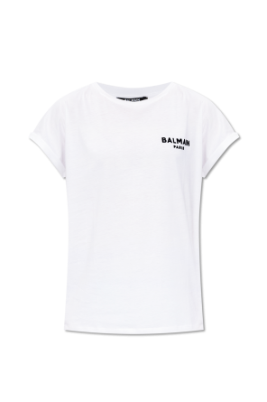 Balmain Logo-Embroidered Cotton T-Shirt | Saks Fifth Avenue